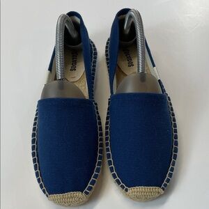 Soludos Blue Canvas Espadrille Flats Slip On Jute Trim Casual Shoes Sz 9